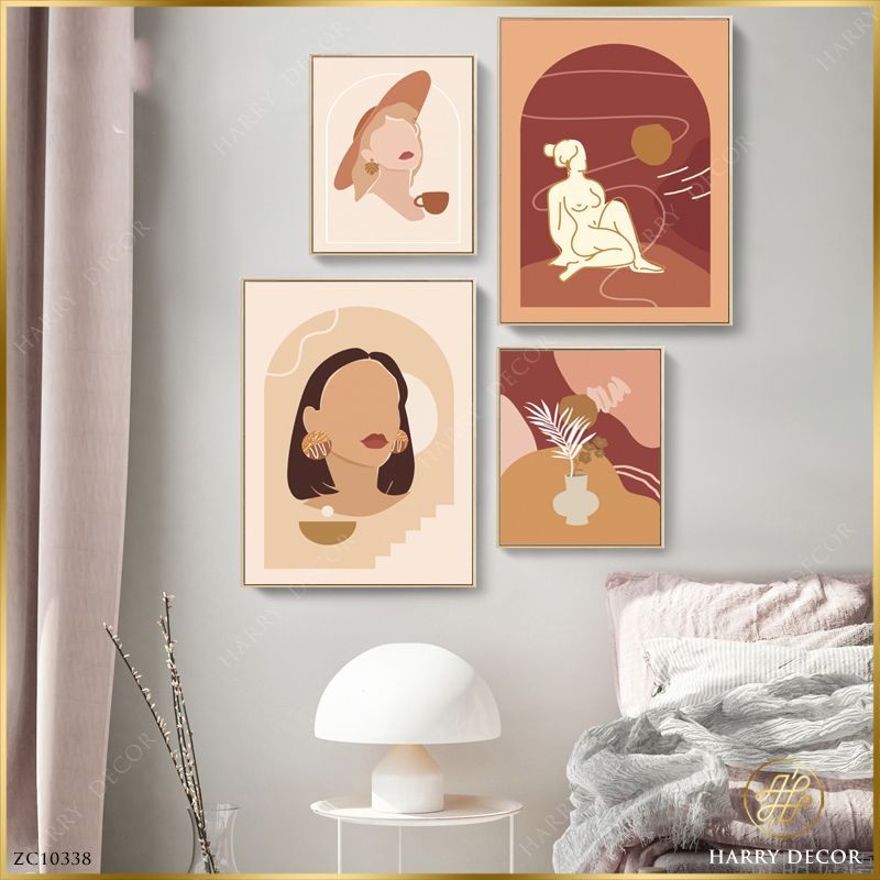  Bộ 4 Tranh Minimalism Cô Gái Cơ Bản ZC10338 