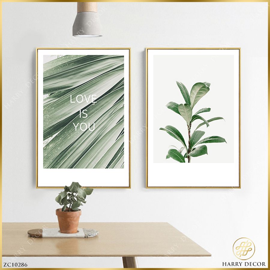  Bộ 2 Tranh Lá Xanh Mát Love Is You ZC10286 