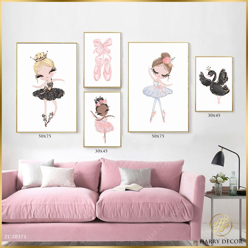  Bộ 5 Tranh Bé Gái Nhảy Múa Dễ Thương ZC10371 