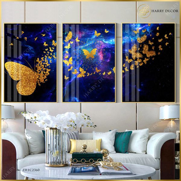  Bộ 3 Tranh Bươm Bướm Vàng ZH1C2360 