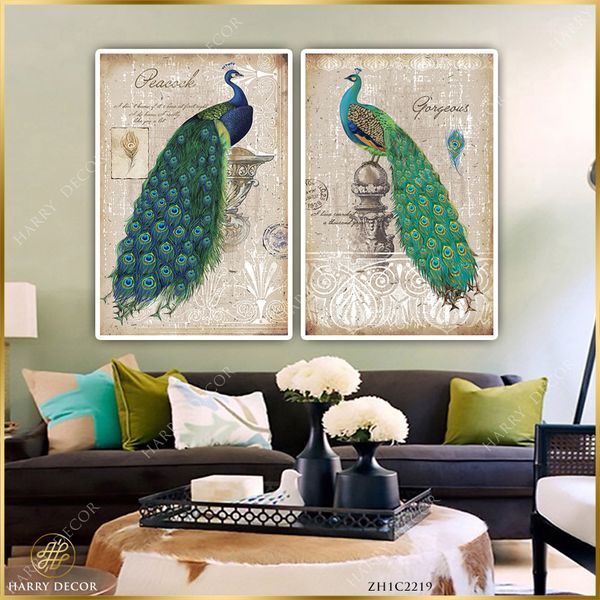  Bộ 2 Tranh Peacock And Gorgeous ZH1C2219 
