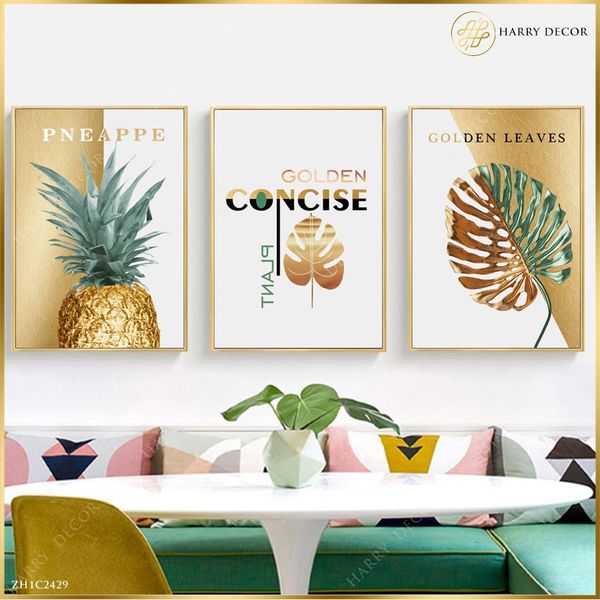  Bộ 3 Tranh Golden Concise Plant ZH1C2429 