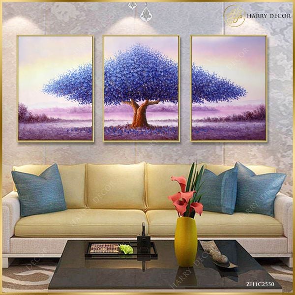  Bộ 3 Tranh Chiếc Cây Màu Tím ZH1C2550 