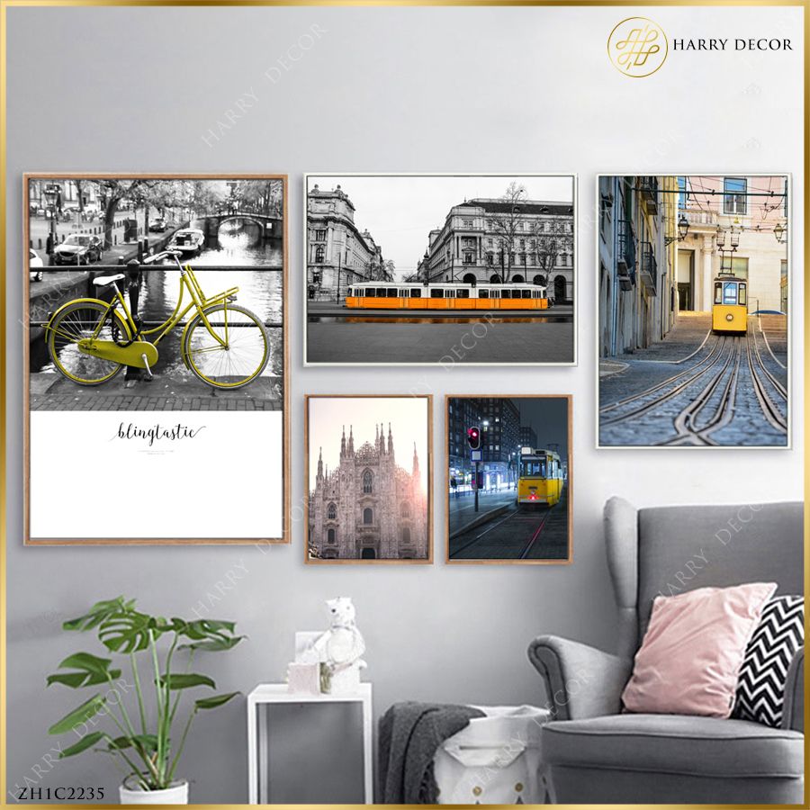  Bộ 5 Tranh Xe Đạp Trên Phố ZH1C2235 