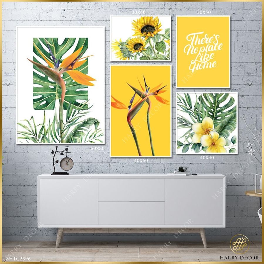  Bộ 5 Tranh Hoa Thiên Điểu Và Hướng Dương ZH1C2596 