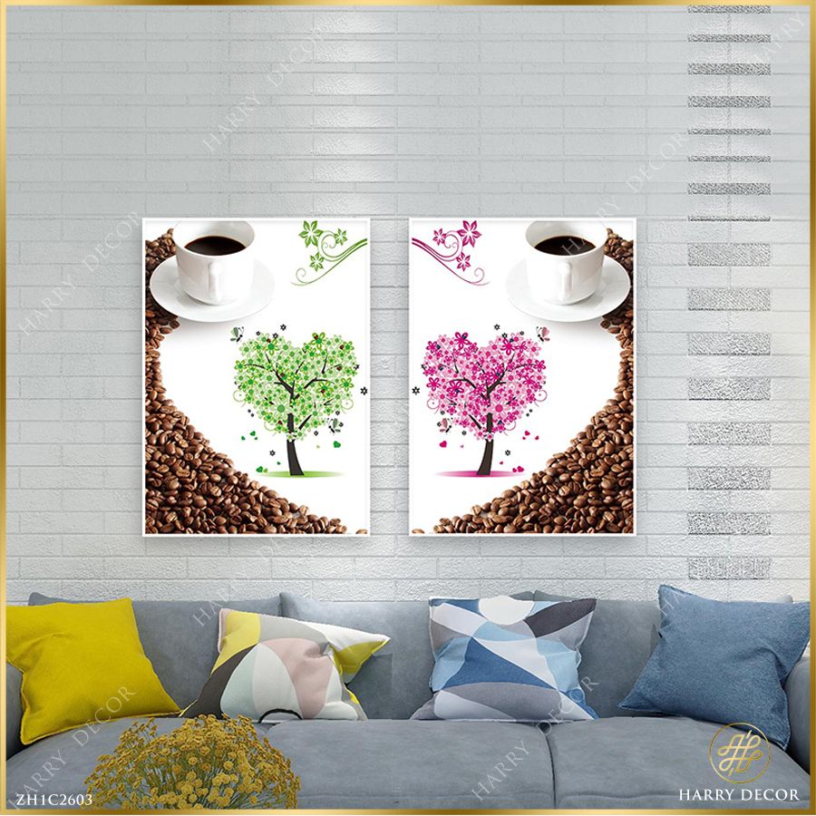  Bộ 2 Tranh Cốc Cà Phê Tình Yêu ZH1C2603 
