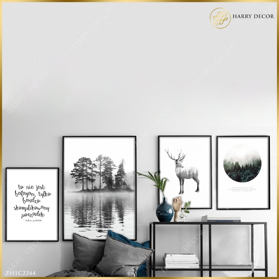  Bộ 4 Tranh Elk & Forest ZH1C2244 