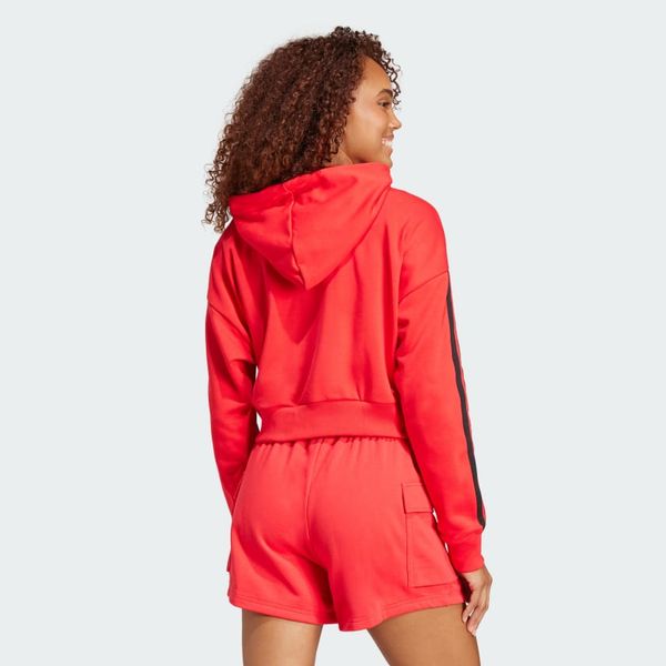  Áo Hoodie Nữ Lửng Vải Thun Da Cá 3 Sọc Essentials 