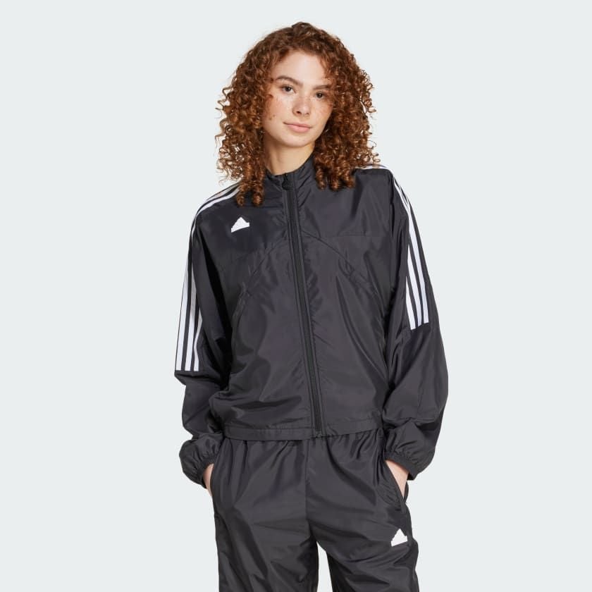 Áo Track Jacket Nữ Dệt Hè 3 Sọc Ngắn Tiro