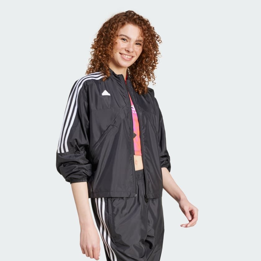 Áo Track Jacket Nữ Dệt Hè 3 Sọc Ngắn Tiro