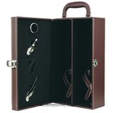 Hộp da phụ kiện đôi - 1/2 mặt da nâu