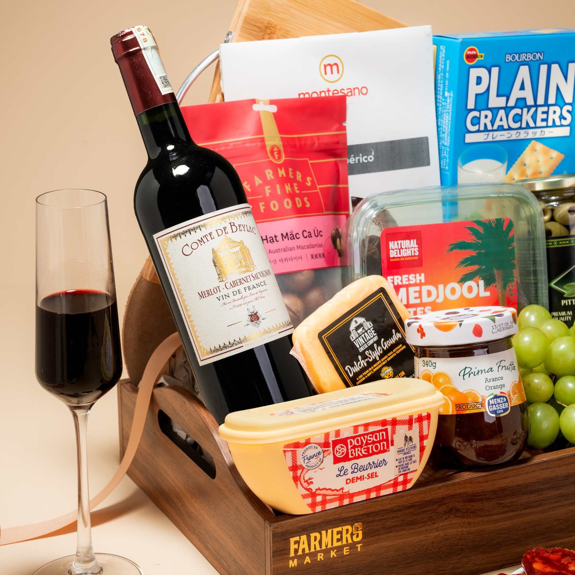  Classic Wine & Gourmet Indulgence Hamper / Khay Thịt Nguội và Rượu Vang Cổ Điển 