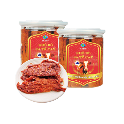  Khô bò Miếng Hải Châu sa tế cay hũ 100 g - GIAO HÀNG TOÀN QUỐC 