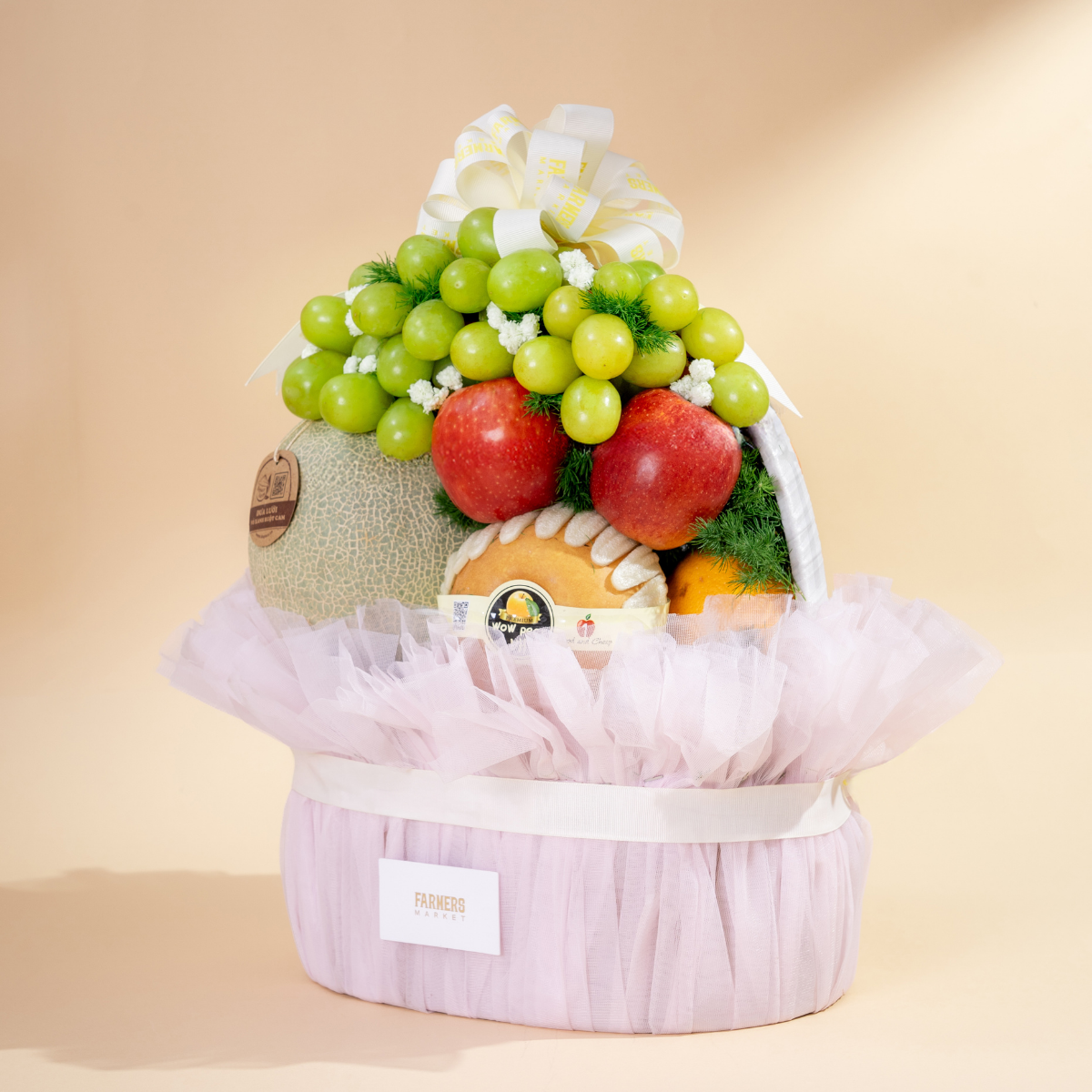  Giỏ Quà Trái Cây Hỗn Hợp Tone Hồng Cơ Bản  - GIAO NỘI THÀNH TPHCM 