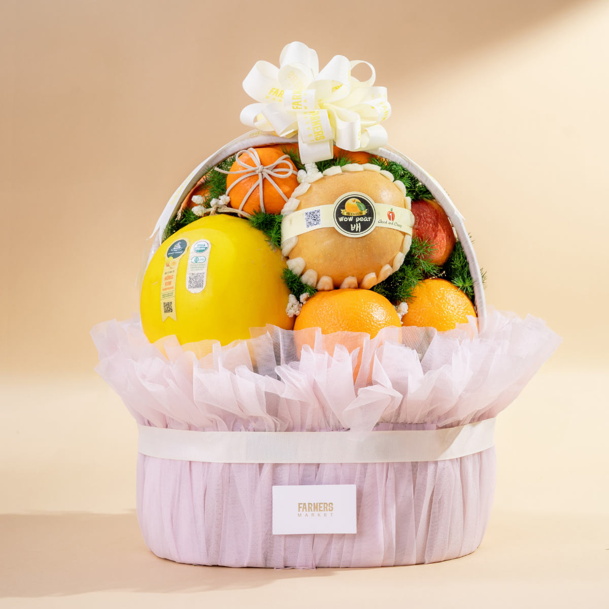  Giỏ Quà Trái Cây Hỗn Hợp Tone Hồng Tiêu Chuẩn  - GIAO NỘI THÀNH TPHCM 