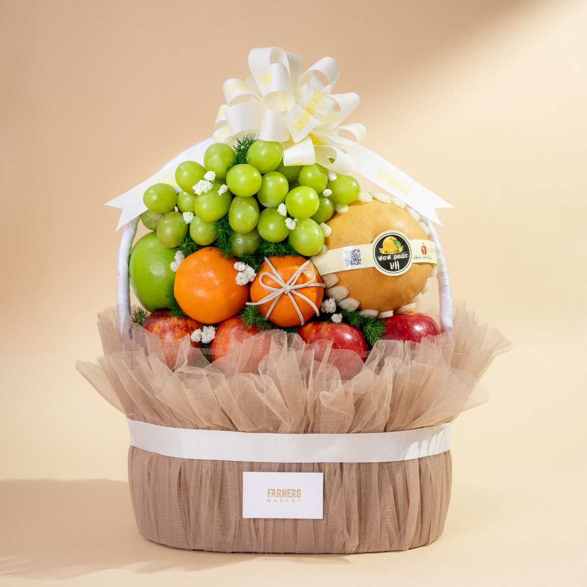  Giỏ Quà Trái Cây Hỗn Hợp Tone Nâu Nhạt Cơ Bản  - GIAO NỘI THÀNH TPHCM 