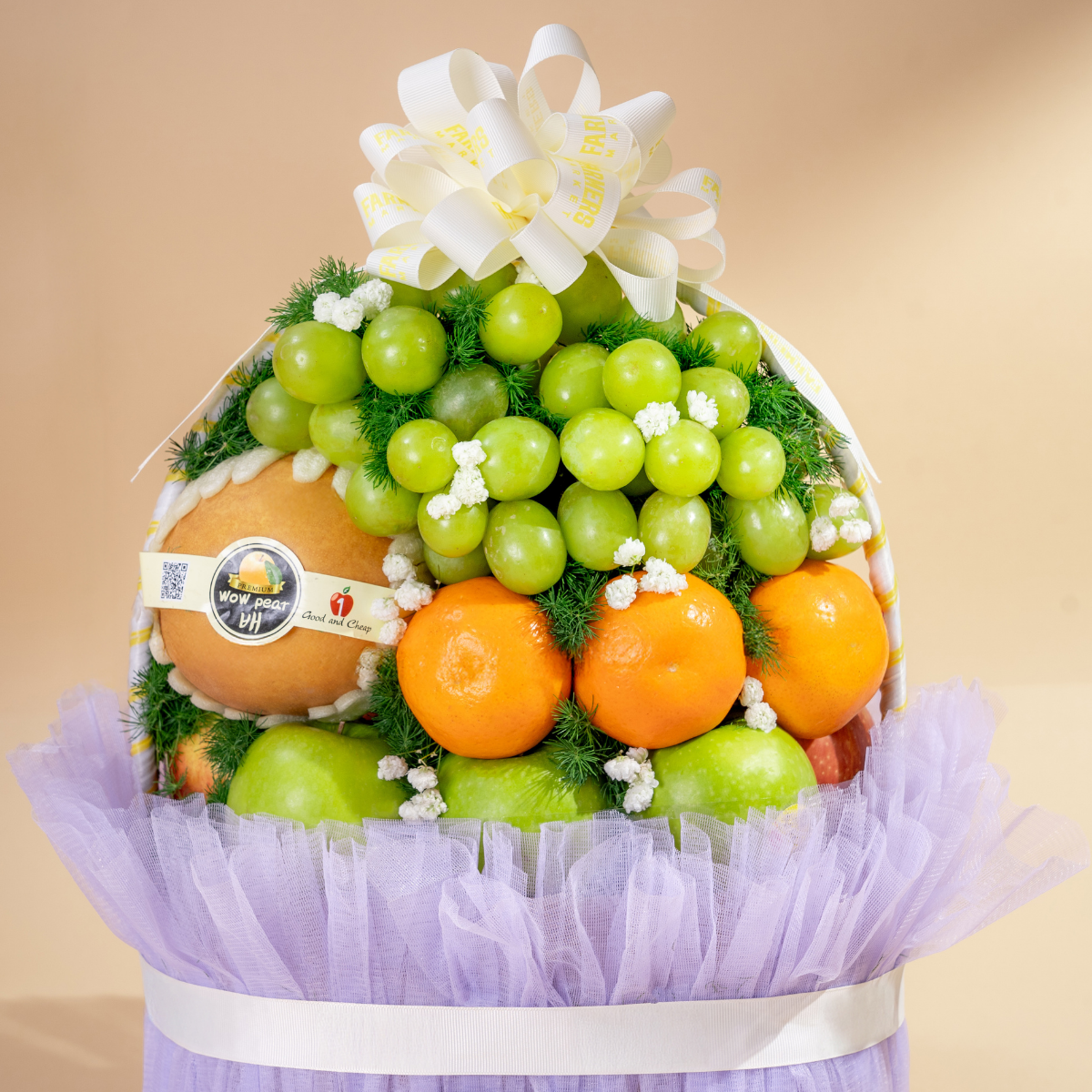  Giỏ Quà Trái Cây Hỗn Hợp Tone Tím Cơ Bản  - GIAO NỘI THÀNH TPHCM 