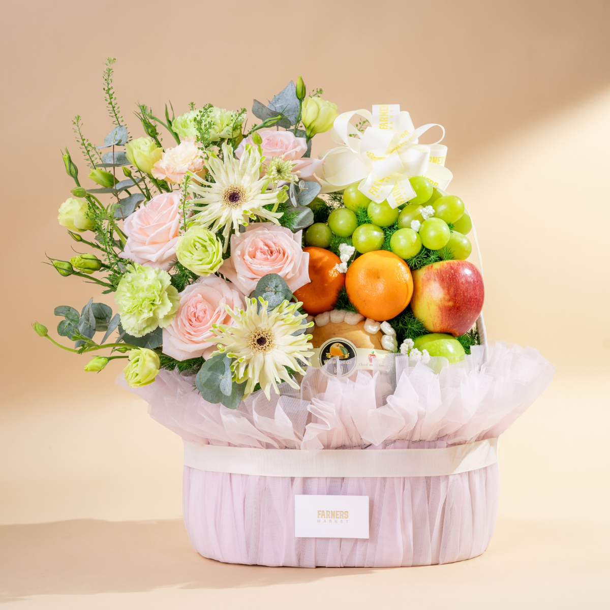  Giỏ Quà Trái Cây Và Hoa Ohara Hồng Thanh Lịch  - GIAO NỘI THÀNH TPHCM 