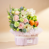  Giỏ Quà Trái Cây Và Hoa Ohara Hồng Thanh Lịch  - GIAO NỘI THÀNH TPHCM 