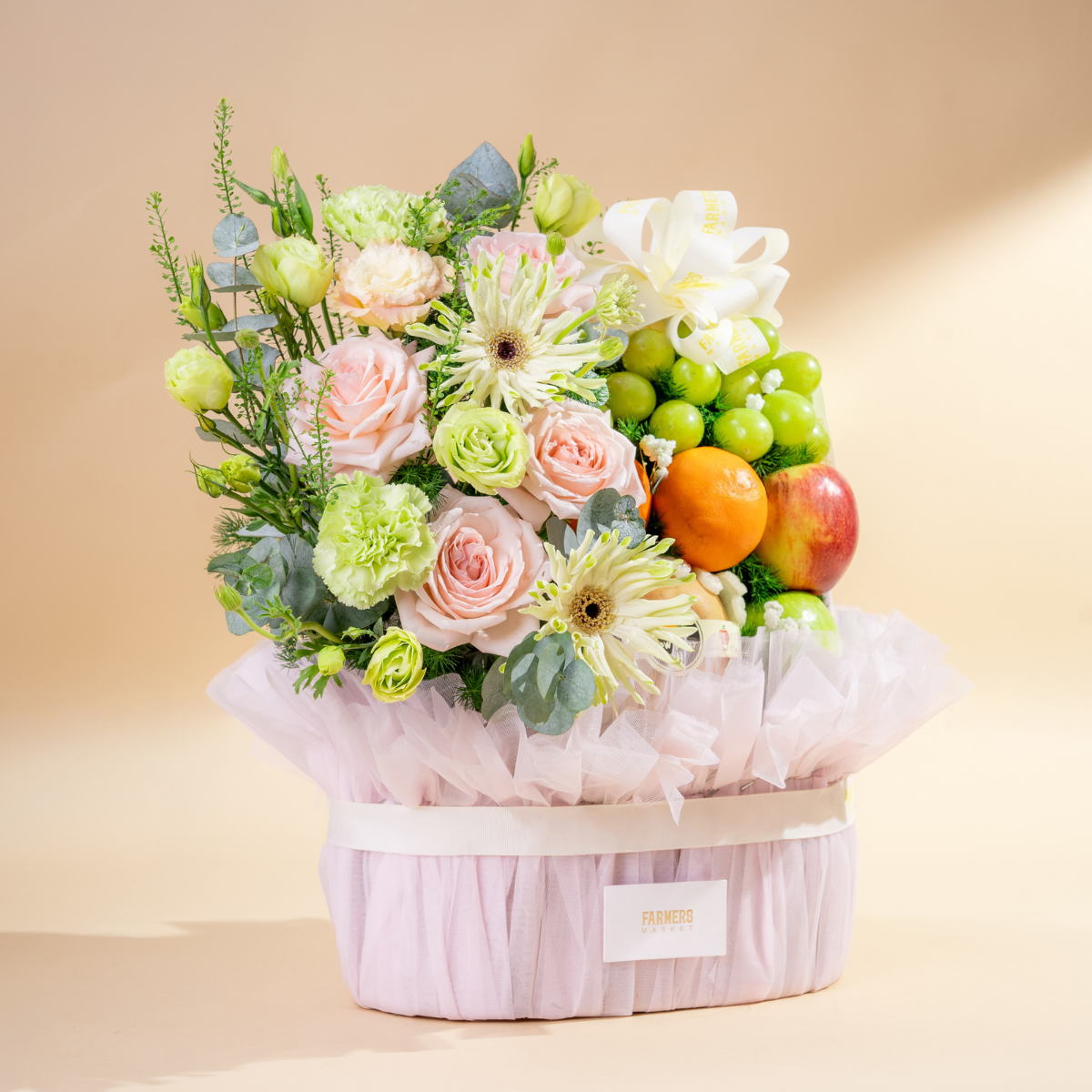  Giỏ Quà Trái Cây Và Hoa Ohara Hồng Thanh Lịch  - GIAO NỘI THÀNH TPHCM 