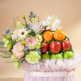  Giỏ Quà Trái Cây Và Hoa Tone Hồng Tiêu Chuẩn  - GIAO NỘI THÀNH TPHCM 