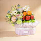 Giỏ Quà Trái Cây Và Hoa Tone Hồng Tiêu Chuẩn  - GIAO NỘI THÀNH TPHCM 