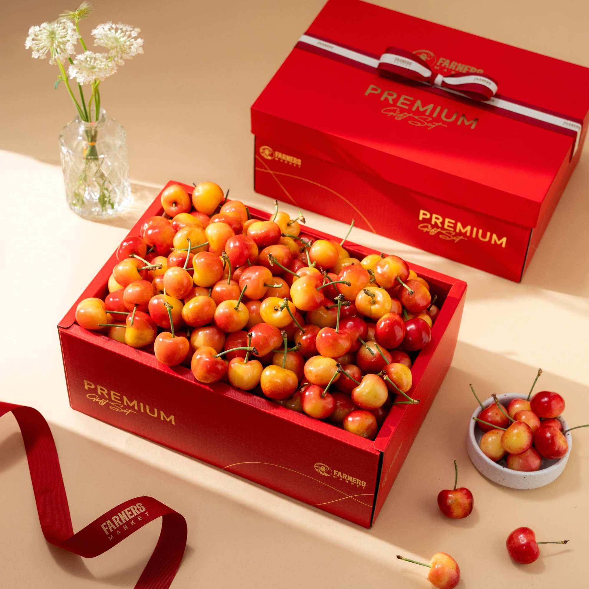  Hộp Quà Cherry Vàng Tone Đỏ Tinh Tế - GIAO HÀNG NỘI THÀNH HCM 