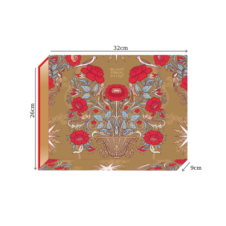  Hộp Quà Tết Floral Artful Đỏ | Hộp Nam Châm (26.5 x 33 x 10.5cm | ngang x dọc x cao) 