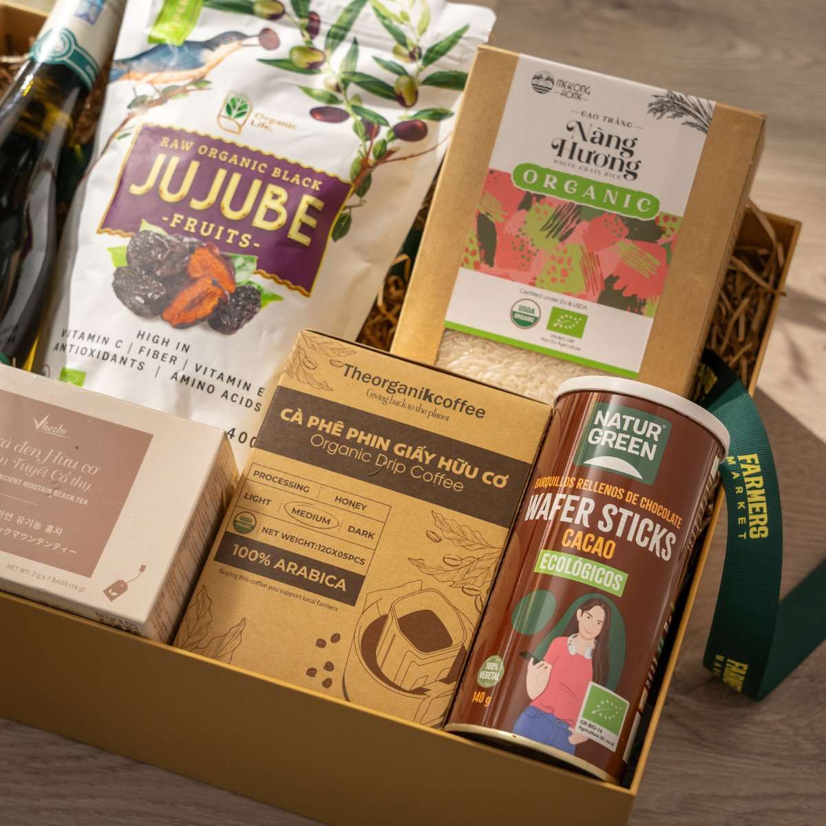  Hộp Quà Hữu Cơ Tone Vàng Cao Cấp  - GIAO NỘI THÀNH HCM 