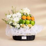  Giỏ Trái Cây Và Hoa Tone Trắng Đen Thanh Lịch - GIAO NỘI THÀNH TPHCM 