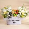 Giỏ Trái Cây Và Hoa Tone Trắng Vằng Sang Trọng - GIAO NỘI THÀNH HCM