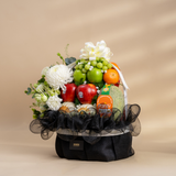  Giỏ Trái Cây Và Cúc Mẫu Đơn Trắng Tone Đen Tinh Tế - GIAO NỘI THÀNH TPHCM 