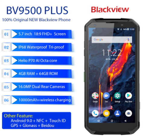 Điện thoại BLACKVIEW BV9500 PLUS -  Pin khủng 10000MAH Chống nước