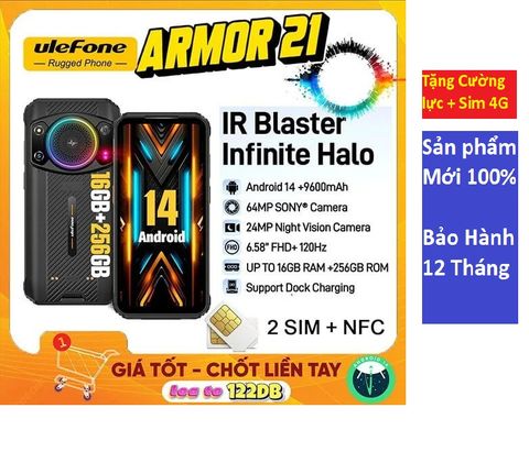(New 2024) Điện thoại  Ulefone Armor 21 | Loa Khủng Cực Hay 122dB, NFC Sinh trắc học, Pin khủng chống nước chống va đập