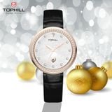ĐỒNG HỒ TOPHILL TE065L.MB3637 Nữ Máy quartz(pin) Dây da Kính sapphire 3ATM