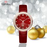 ĐỒNG HỒ TOPHILL TE065L.MR3737 Nữ Máy quart(pin) Dây da Kính sapphire 3ATM