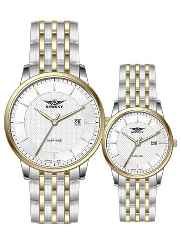 ĐỒNG HỒ NS5015GL.S03 Nam+Nữ dây Thép không gỉ kính Sapphire Máy Nhật