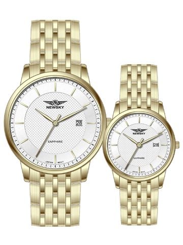 ĐỒNG HỒ NS5015GL.S05 Nam+Nữ dây Thép không gỉ kính Sapphire Máy Nhật