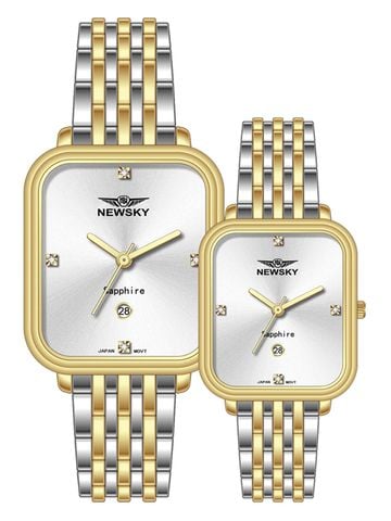 ĐỒNG HỒ NS5016GL.S03 Nam+Nữ dây Thép không gỉ kính Sapphire Máy Nhật