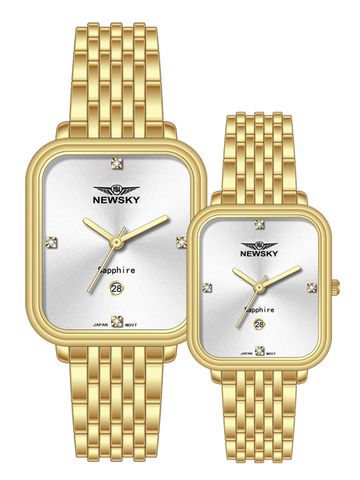 ĐỒNG HỒ NS5016GL.S05 Nam+Nữ dây Thép không gỉ kính Sapphire Máy Nhật