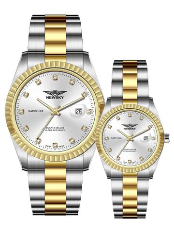 ĐỒNG HỒ NS5020GL.S04 Nam+Nữ dây Thép không gỉ kính Sapphire Máy Nhật