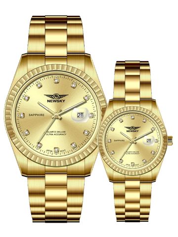 ĐỒNG HỒ NS5020GL.S05 Nam+Nữ dây Thép không gỉ kính Sapphire Máy Nhật