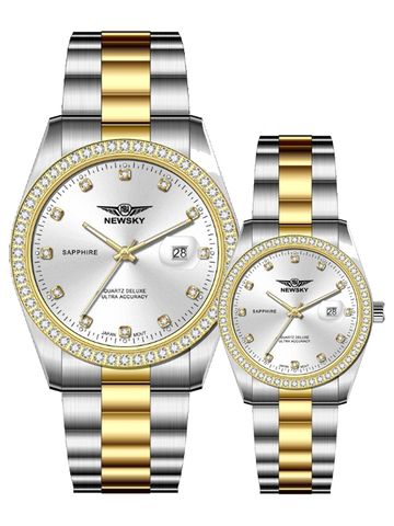 ĐỒNG HỒ NS5021GL.S03 Nam+Nữ dây Thép không gỉ kính Sapphire Máy Nhật