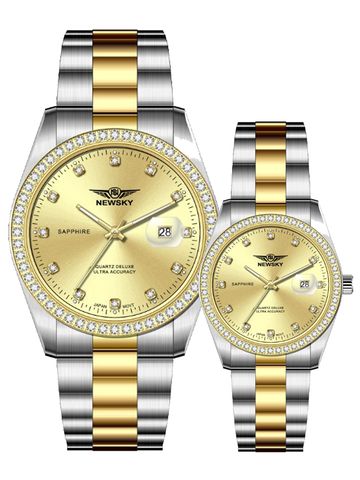 ĐỒNG HỒ NS5021GL.S04 Nam+Nữ dây Thép không gỉ kính Sapphire Máy Nhật