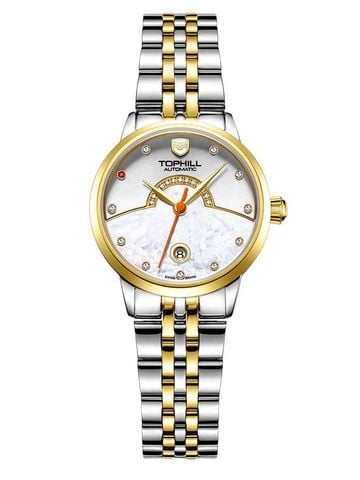 ĐỒNG HỒ TOPHILL TE039L.S6238 Nữ dây Thép 316L máy Automatic kính Sapphire Size 28mm 5ATM