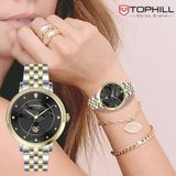 ĐỒNG HỒ TOPHILL TE062L.M6187 Nữ Máy quartz(pin) Dây thép 316L Kính sapphire 3ATM