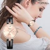 ĐỒNG HỒ TOPHILL TE063L.MB3557 Nữ Máy quartz(pin) Dây da Kính sapphire 5ATM