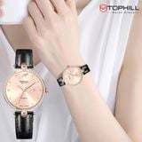 ĐỒNG HỒ TOPHILL TE063L.MB3557 Nữ Máy quartz(pin) Dây da Kính sapphire 5ATM