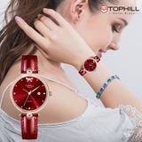 ĐỒNG HỒ TOPHILL TE063L.MR3757 Nữ Máy quartz(pin) Dây da Kính sapphire 5ATM