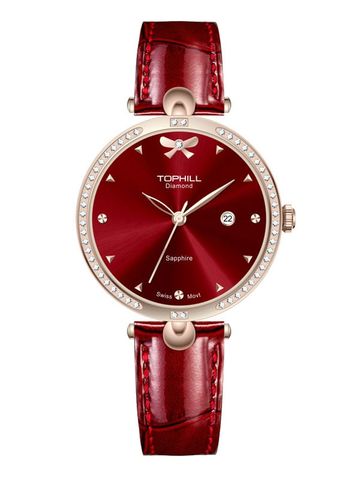 ĐỒNG HỒ TOPHILL TE063L.MR3757 Nữ Máy quartz(pin) Dây da Kính sapphire 5ATM